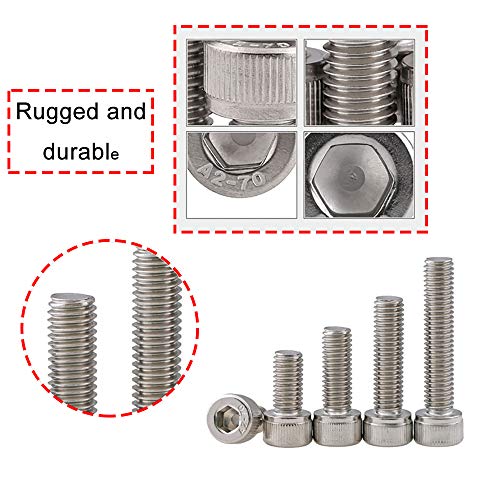 newlng M5 304 Stainless Steel Bolts and Nuts, Hex Flat Head Cap Bolts Screws Nuts Hexagon Socket Head Screw,Heavy Duty Hex Bolts Nuts Assortment, Head Mechanical Parts Combination Box - Image 5