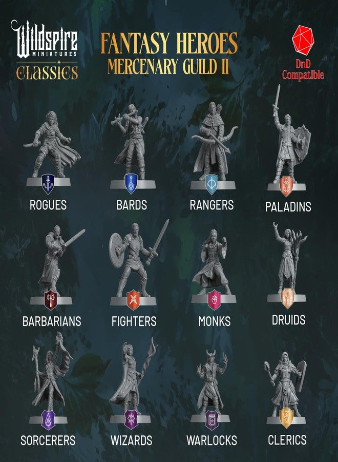 Wildspire Mercenary Guild II - Essential Heroes - 55 Hero, Player Characters, NPC for DND Miniatures Bulk I 28mm Dungeons Dragons D&D Miniatures I DND Minis D&D Figures I Pathfinder, Daggerheart, Realm Reforged - Image 5