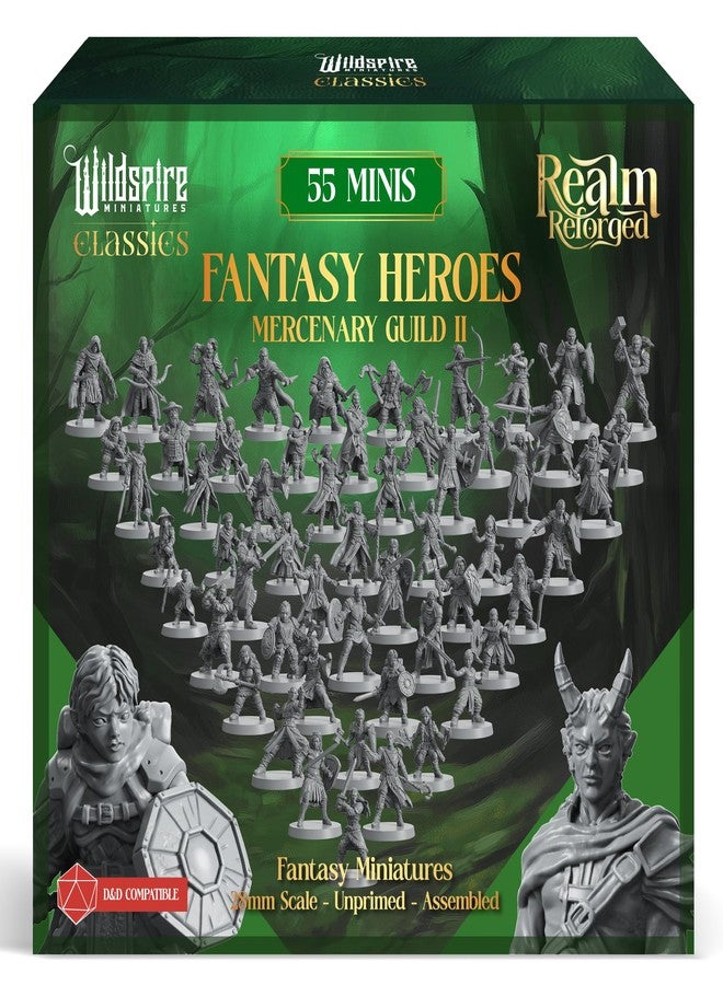 Wildspire Mercenary Guild II - Essential Heroes - 55 Hero, Player Characters, NPC for DND Miniatures Bulk I 28mm Dungeons Dragons D&D Miniatures I DND Minis D&D Figures I Pathfinder, Daggerheart, Realm Reforged - Image 1