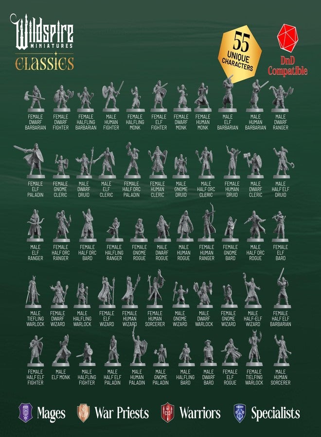 Wildspire Mercenary Guild II - Essential Heroes - 55 Hero, Player Characters, NPC for DND Miniatures Bulk I 28mm Dungeons Dragons D&D Miniatures I DND Minis D&D Figures I Pathfinder, Daggerheart, Realm Reforged - Image 4