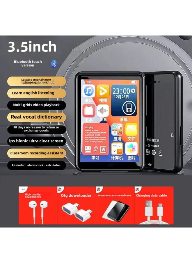 Generic Student Version Mp3 Screen Mp4 Walkman Outside Bluetooth Mini Touch Screen English Reading Novels Listening To Songs Hao Bao Da-Body Color:3.5inch Touch Screen Black [bluetooth 5.4—voice Dictionary/increased Battery]-Memory Capacity:64gb Has Downloaded Popular Resources (songs + Novels) + Protective Case - Official Standard  - Image 1