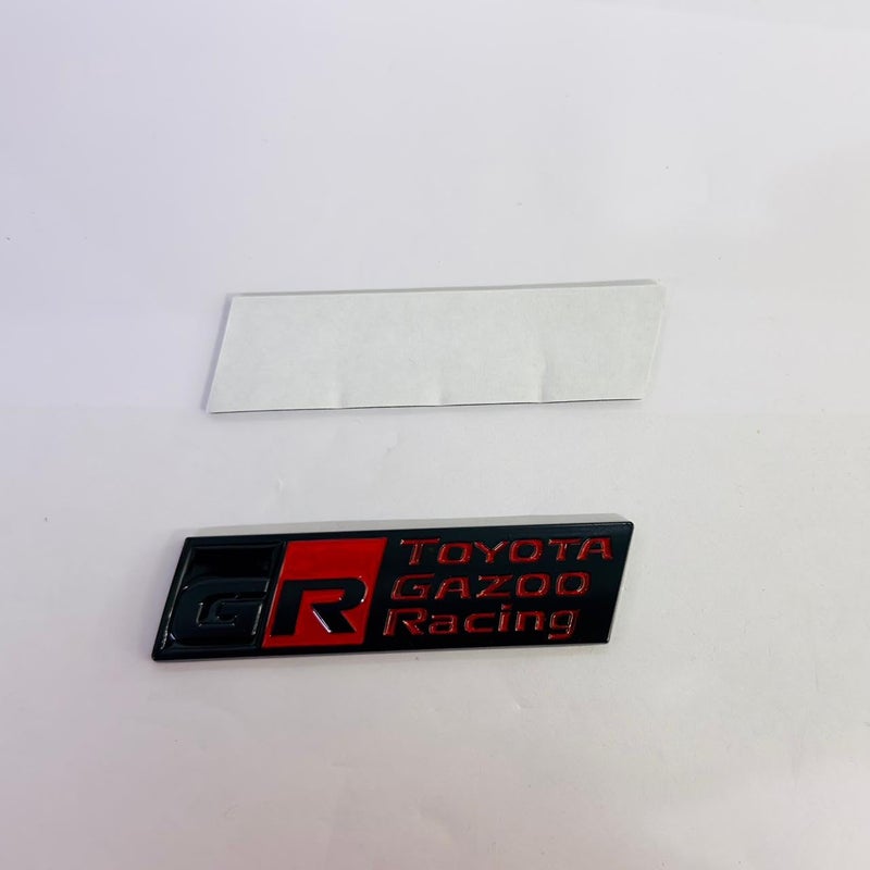 AUTO MT Car Bike Laptop Metal Logo Car Emblem & Grill Met.al Lo.go for Carr 3D Badge Auto Racing Universal Sport Sticker Grand Tourer Decal. (GR Long Black-RED Sticker) - Image 2