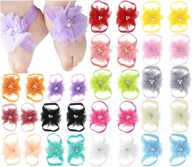 Toptim Baby Girl's Barefoot Sandals Flower for Newborn Toddlers (0-3T) - Image 2