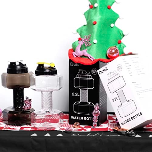 Dulcii 2.2L Dumbbell Shape Water Bottle, PETG Eco-friendly Sports Fitness Exercise Water Jug for Gym, Yoga, Running, Outdoors, Cycling, and Camping (Black) - Image 2