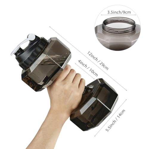 Dulcii 2.2L Dumbbell Shape Water Bottle, PETG Eco-friendly Sports Fitness Exercise Water Jug for Gym, Yoga, Running, Outdoors, Cycling, and Camping (Black) - Image 4