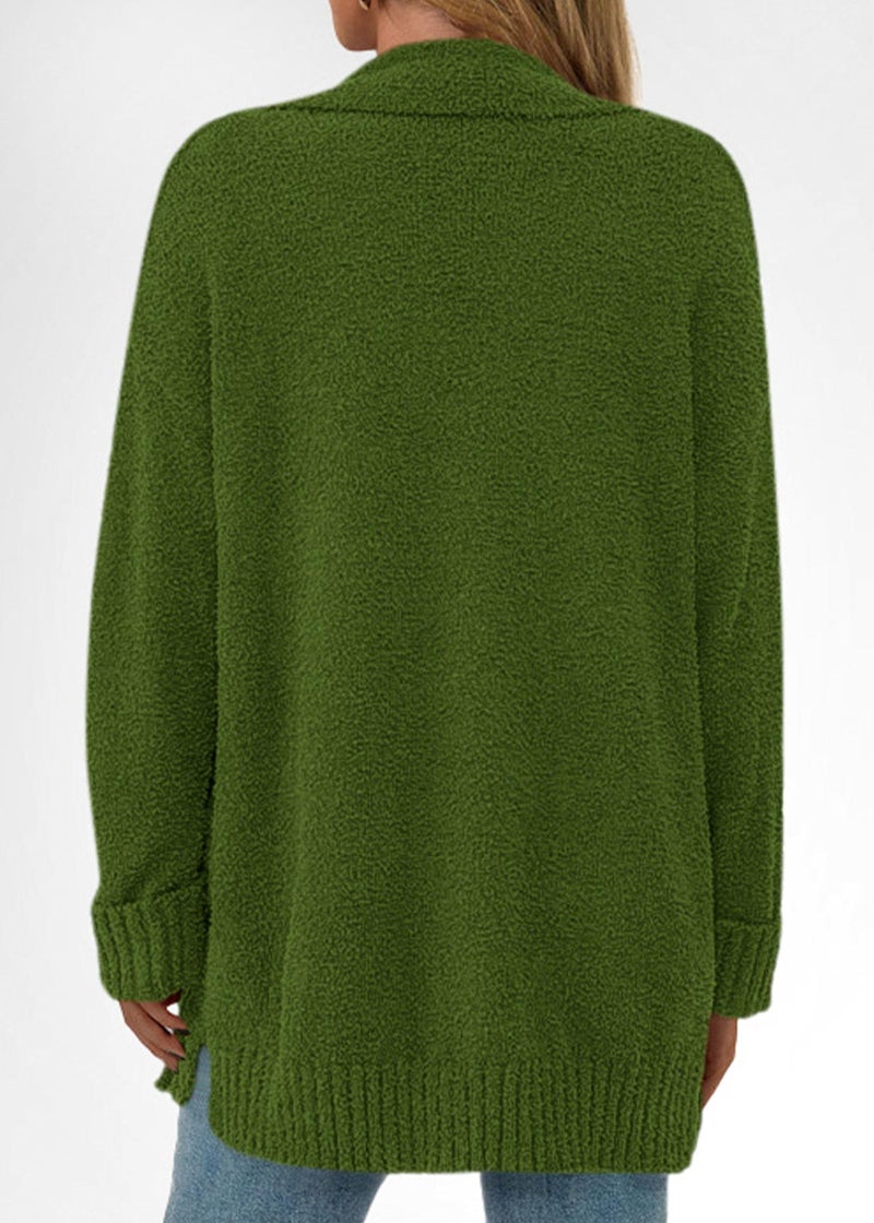 KIRUNDO Cardigan Sweaters for Women 2026 Fall Chunky Fuzzy Knit Open Front Loose Long Sleeve Sweater Coats Winter Clothing(Army Green, Small) - Image 2