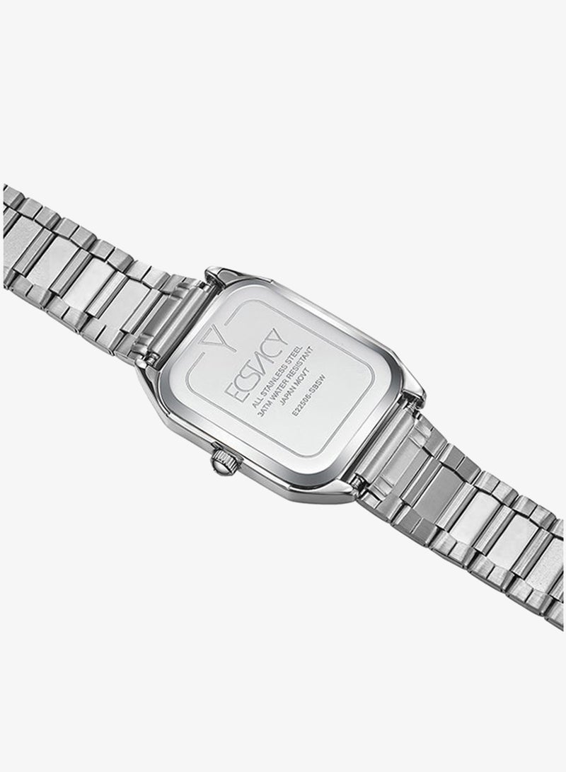 Ecstacy Women's Japan Quartz Movement Watch, Analog Display and Stainless Steel Strap - E22506-SBSW, Silver - Image 3