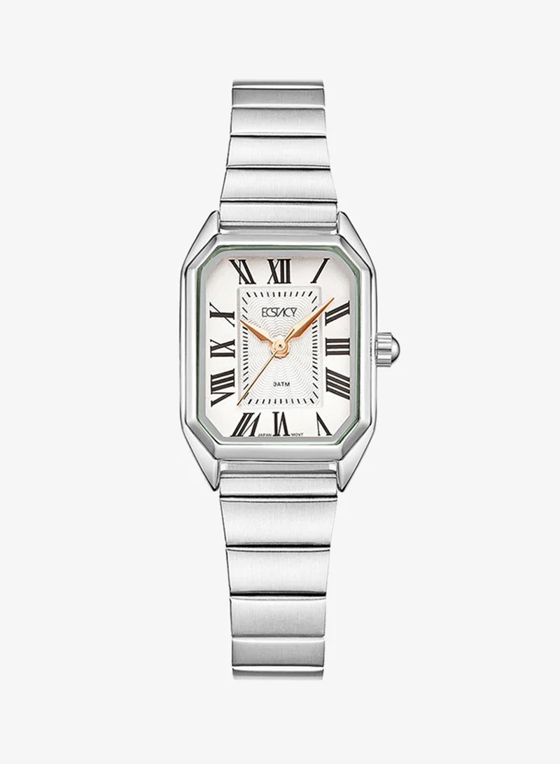 ECSTACY Ecstacy Women's Japan Quartz Movement Watch, Analog Display and Stainless Steel Strap - E22506-SBSW, Silver