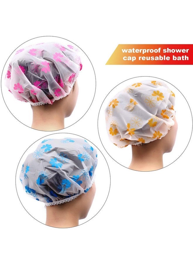 Boulevar Women Plastic Hats Reusable Bath Shower Caps Hair Double Waterproof Bathing Cap Multicolor (Free_Size) (Pack of 6) - Image 5