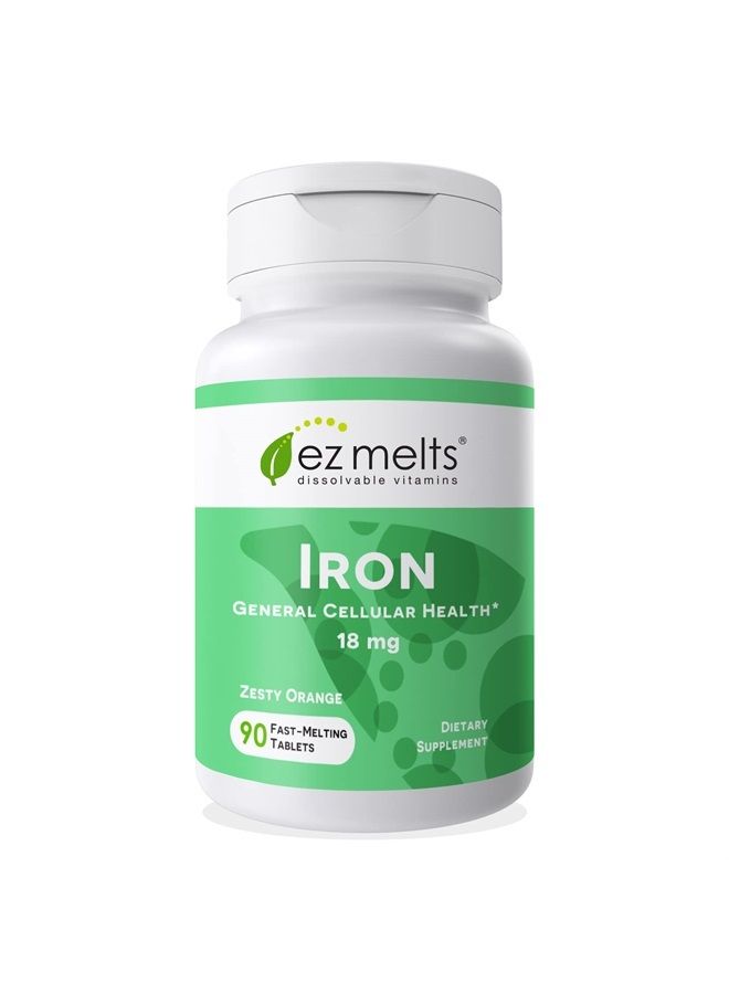 EZ Melts Dissolvable Iron Supplement 18 mg, Sugar-Free, 3-Month Supply - Image 1