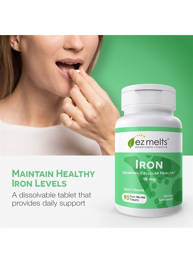 EZ Melts Dissolvable Iron Supplement 18 mg, Sugar-Free, 3-Month Supply - Image 2