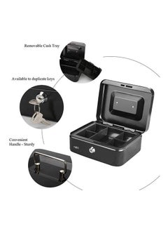 Y&D Portable Money Safe Box with Tray And Lock Black 20 x 17.5 9centimeter  - Image 4