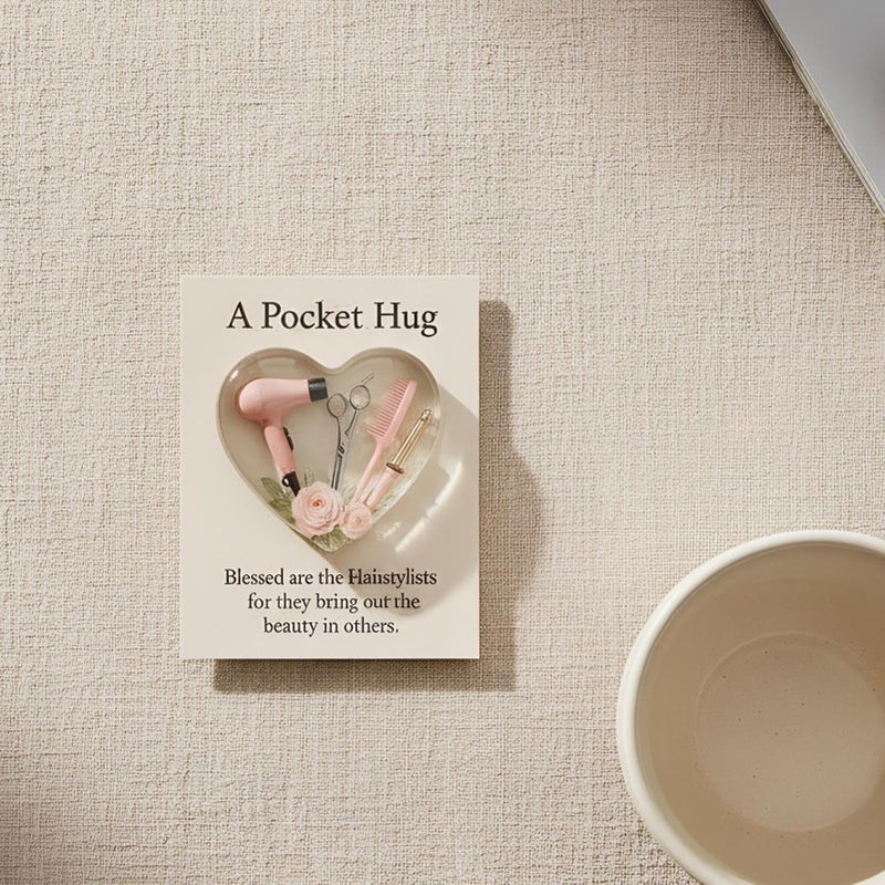2D Acrylic Hairdresser Pocket Ornament Heart Style B Inspirational Gift With Card - Image 5