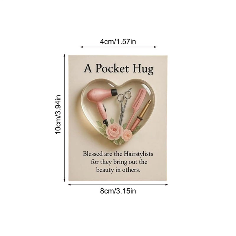 2D Acrylic Hairdresser Pocket Ornament Heart Style B Inspirational Gift With Card - Image 3