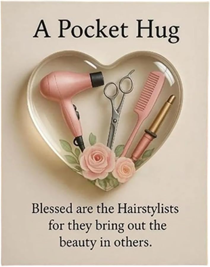 2D Acrylic Hairdresser Pocket Ornament Heart Style B Inspirational Gift With Card - Image 1