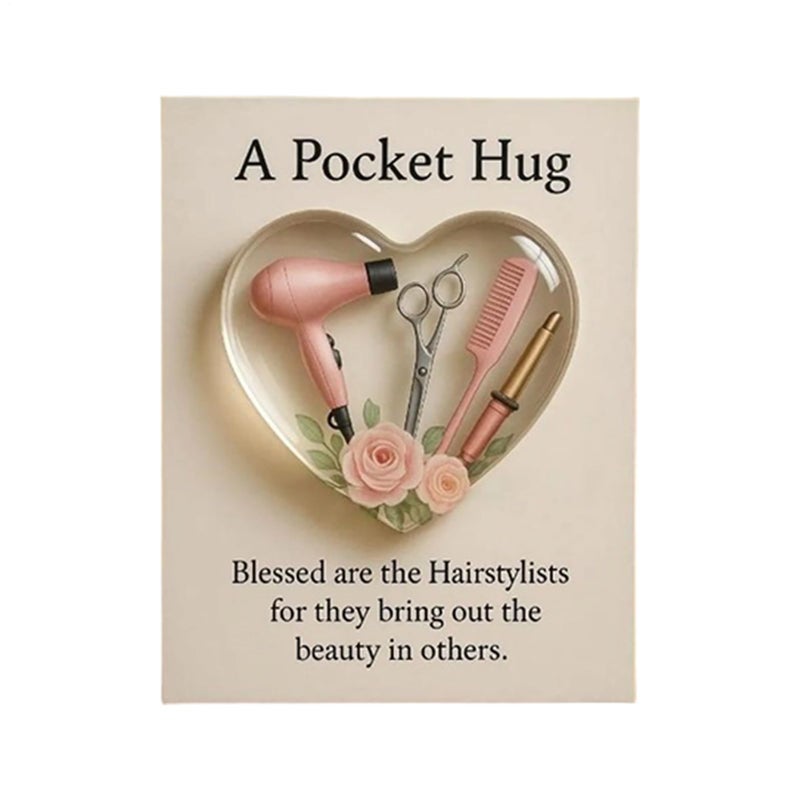 2D Acrylic Hairdresser Pocket Ornament Heart Style B Inspirational Gift With Card - Image 2