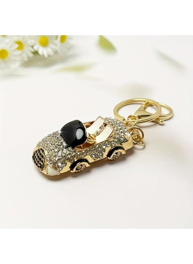 My Souq - Luxury Convertible Car Keychain - Fully Studded Sparkling Crystal with Black & Gold Accents - Image 2