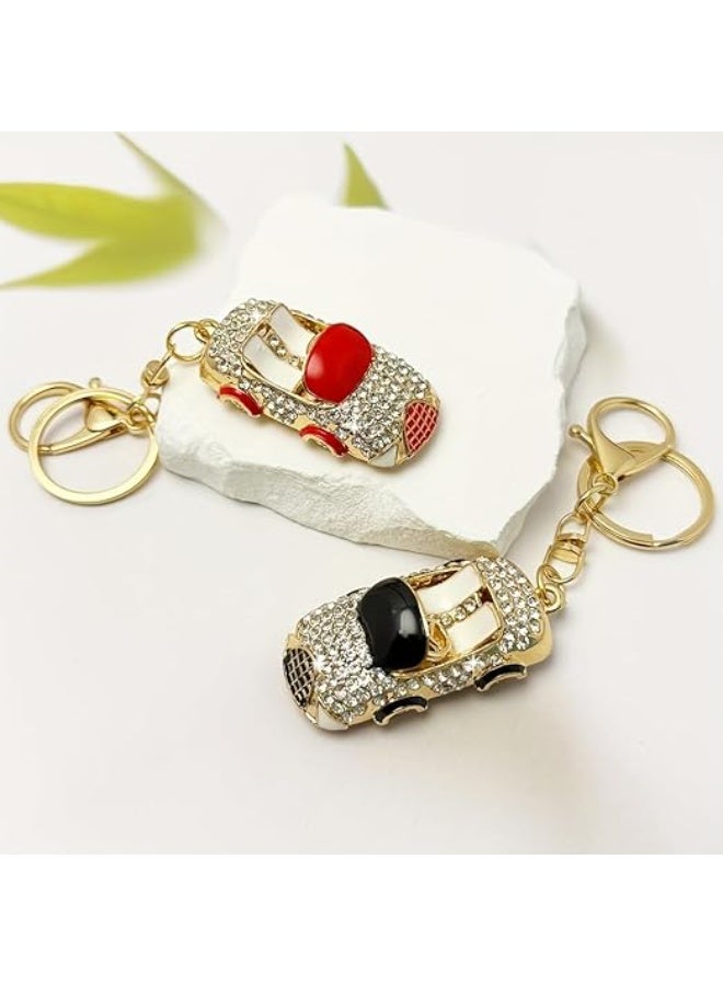 My Souq - Luxury Convertible Car Keychain - Fully Studded Sparkling Crystal with Black & Gold Accents - Image 3
