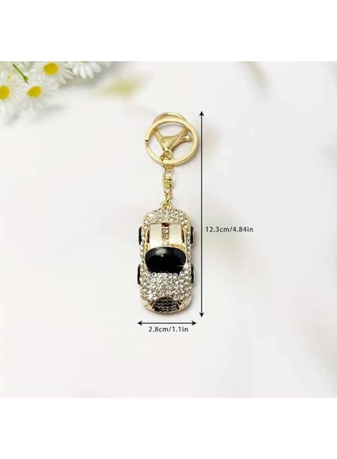 My Souq - Luxury Convertible Car Keychain - Fully Studded Sparkling Crystal with Black & Gold Accents - Image 1