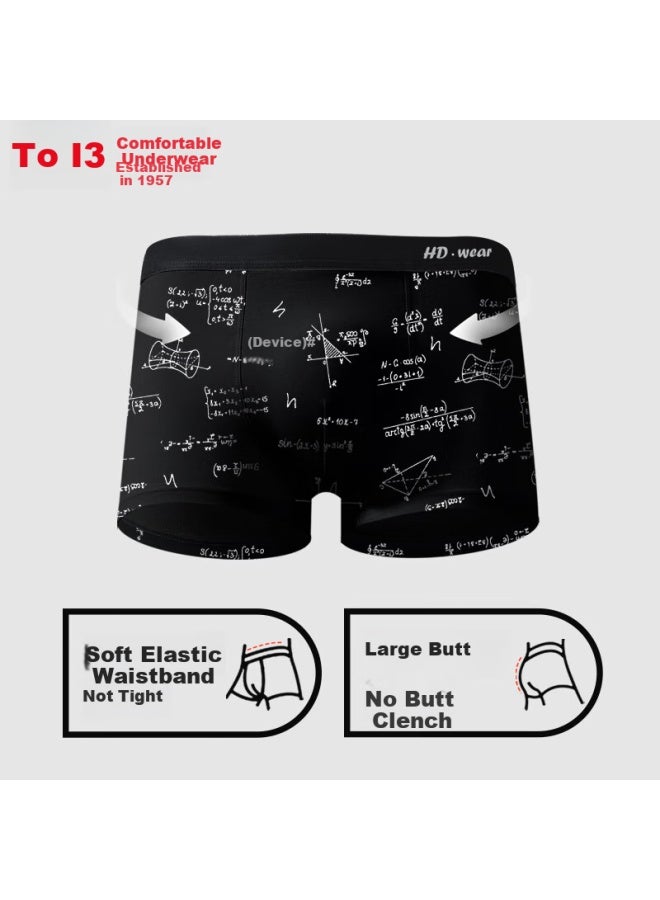 hongdou Men'S 7A Antibacterial Red Bean Underwear With Silk Crotch Combed Cotton Ammonia Geometric Printed Boxer Briefs 4-Pack Summer - Image 3