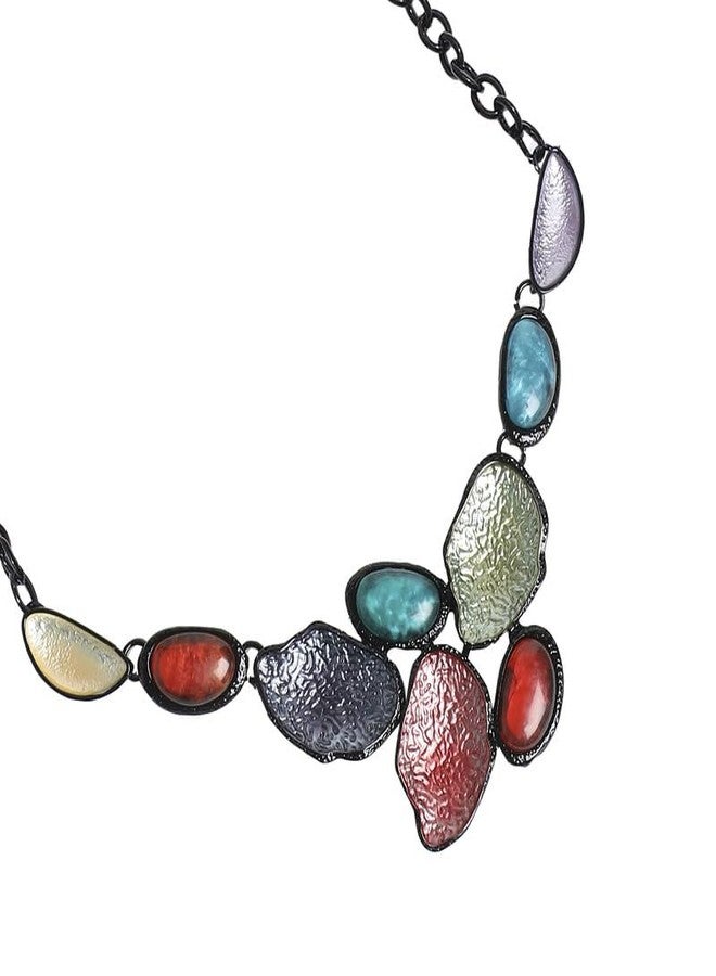 SOHI Women's Dented Stone Necklace For Casual Wear | Multi Colour | Alloy Material | Lobster Clasp Closure | Artificial Stones Necklace | Necklace For Woman & Girls (9921) - Image 4