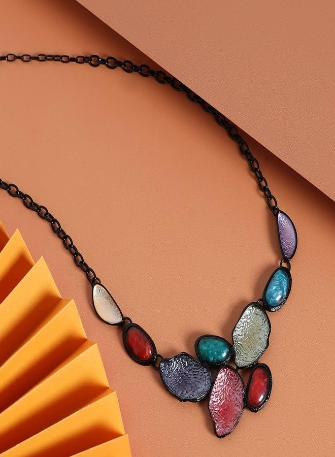 SOHI Women's Dented Stone Necklace For Casual Wear | Multi Colour | Alloy Material | Lobster Clasp Closure | Artificial Stones Necklace | Necklace For Woman & Girls (9921) - Image 3