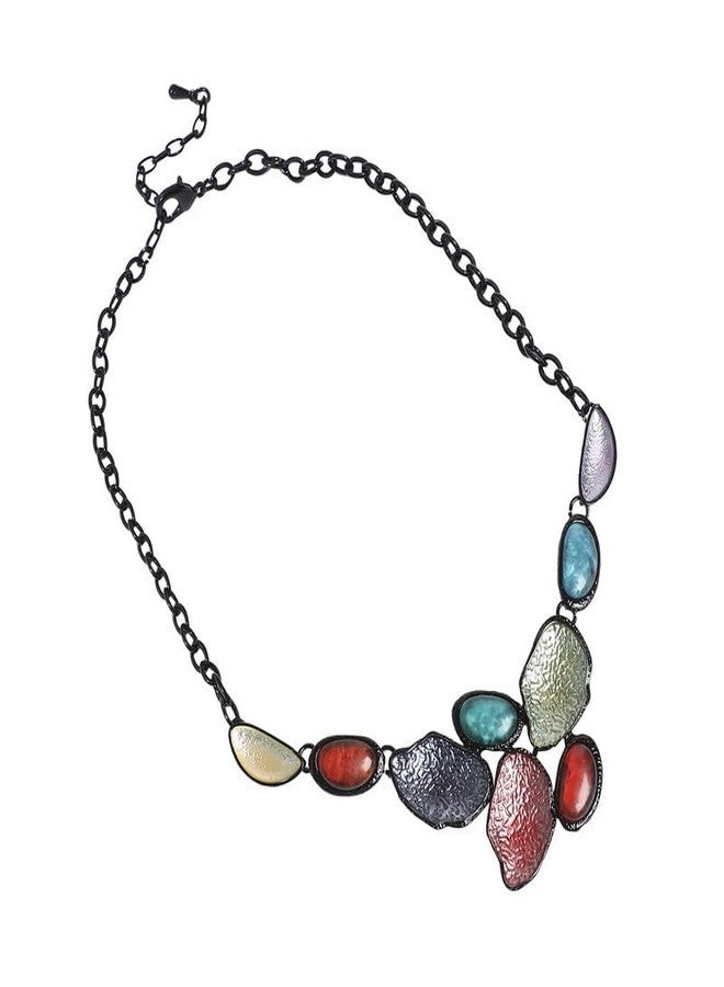 SOHI Women's Dented Stone Necklace For Casual Wear | Multi Colour | Alloy Material | Lobster Clasp Closure | Artificial Stones Necklace | Necklace For Woman & Girls (9921) - Image 1
