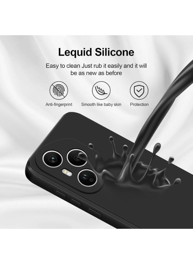 جراب متوافق مع هاتف Honor 400 Pro، جراب سيليكون سائل عالي الجودة، جراب حماية شامل للهاتف المحمول، مقاوم للخدش، مصنوع من ألياف دقيقة ناعمة (أسود) - Image 4