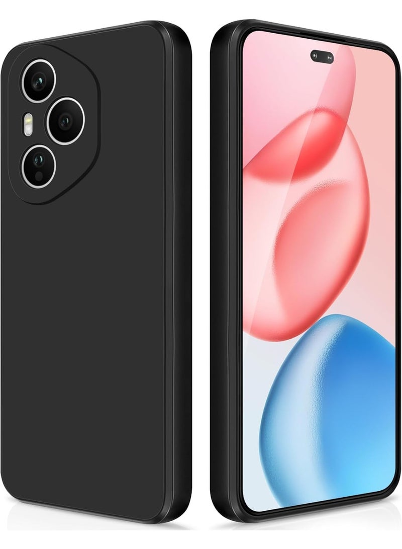 جراب متوافق مع هاتف Honor 400 Pro، جراب سيليكون سائل عالي الجودة، جراب حماية شامل للهاتف المحمول، مقاوم للخدش، مصنوع من ألياف دقيقة ناعمة (أسود) - Image 1