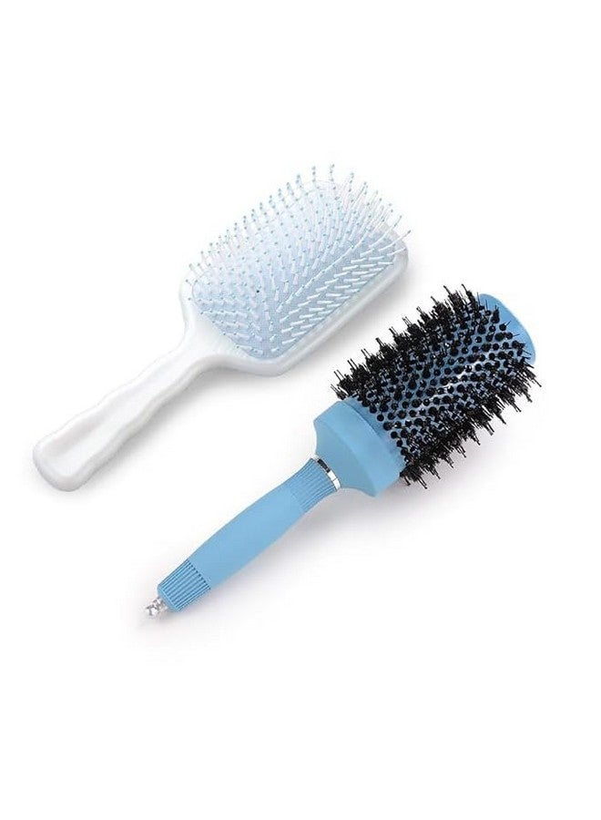 Hearts Hair Brush | Bristles Brush | Hair Brush With Paddle | Sharp Hair Brush For Woman | Suitable For All Hair Types | Tgx525..-Xh45Ble | Ice Blue & Blue - Image 1