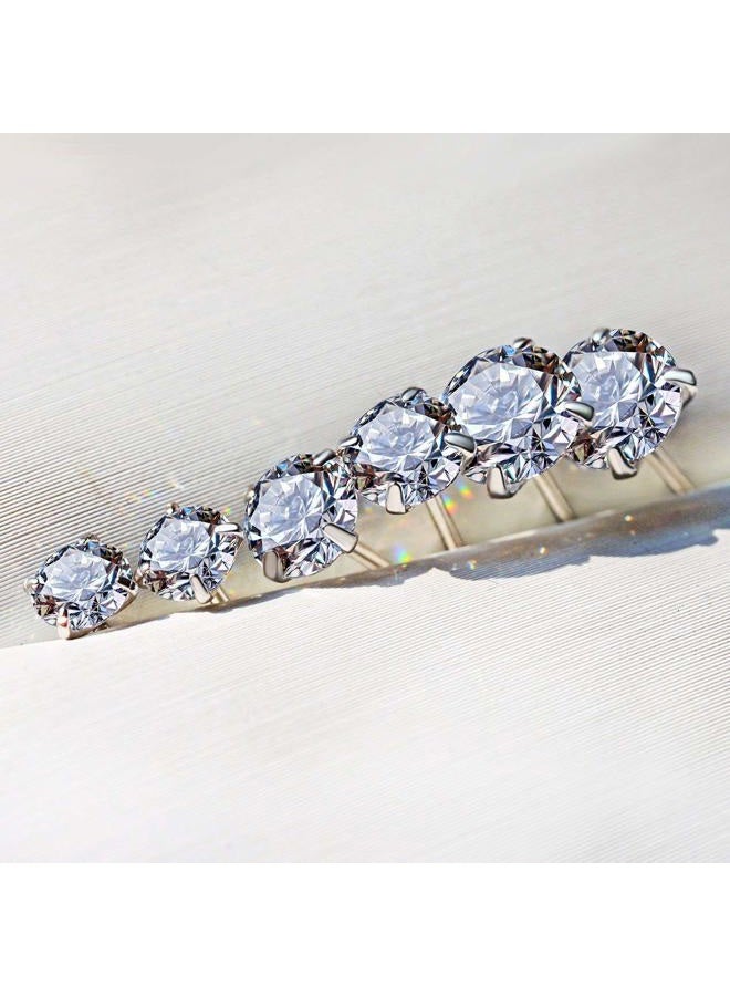AllenCOCO CZ Stud Earrings 925 Sterling Silver 18K Gold Plated Round Cubic Zirconia Hypoallergenic Set (S4-6) - Image 4