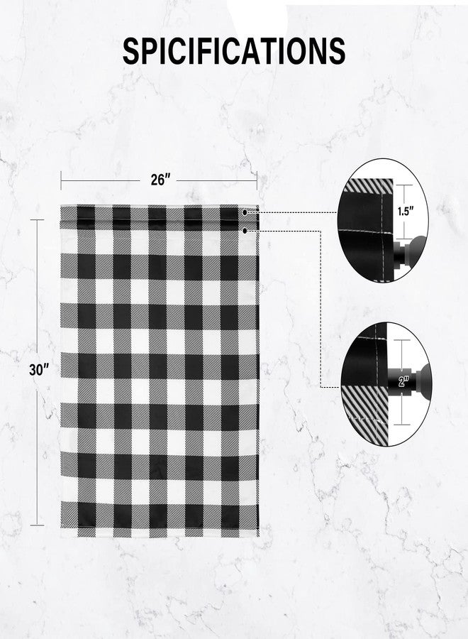 Simple Deluxe 2 PCS Buffalo Check Kitchen Tier Curtains, Plaid Gingham Short Curtain for Half Cafe Windows, 26" W x 30" L, Black&White, New - Image 3