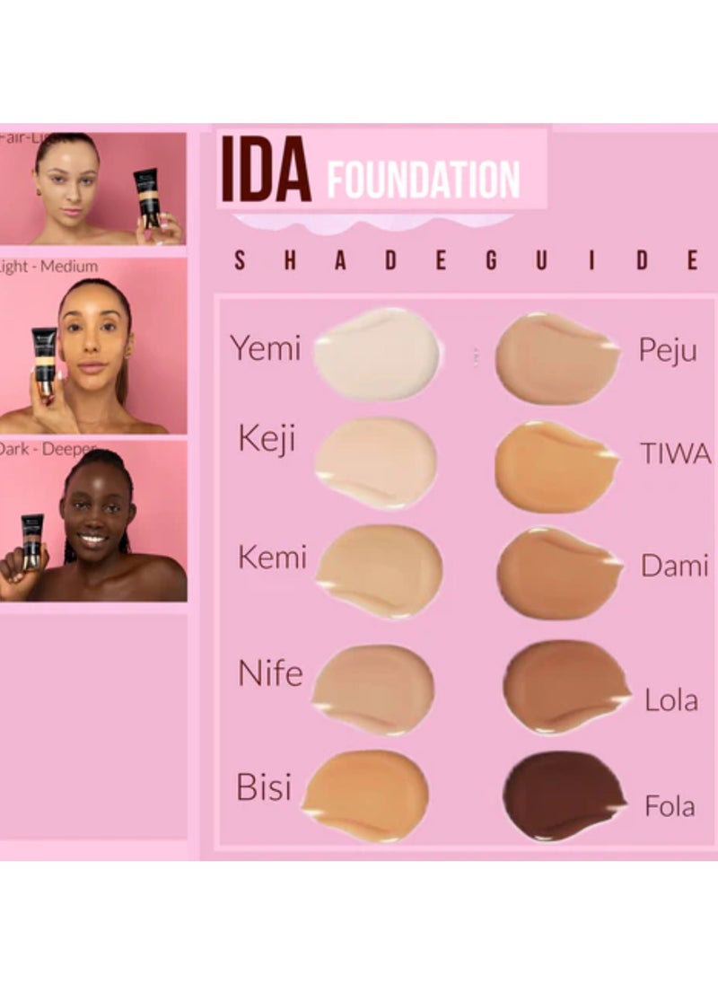 IDA Beauty - Glam It! Perfecting Coverage Foundation | Full Coverage, Matte Finish, Long-Lasting, Lightweight | Vegan, Halal, Cruelty-Free - Image 1