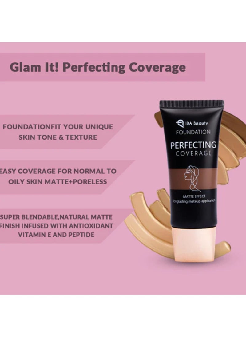 IDA Beauty - Glam It! Perfecting Coverage Foundation | Full Coverage, Matte Finish, Long-Lasting, Lightweight | Vegan, Halal, Cruelty-Free - Image 1