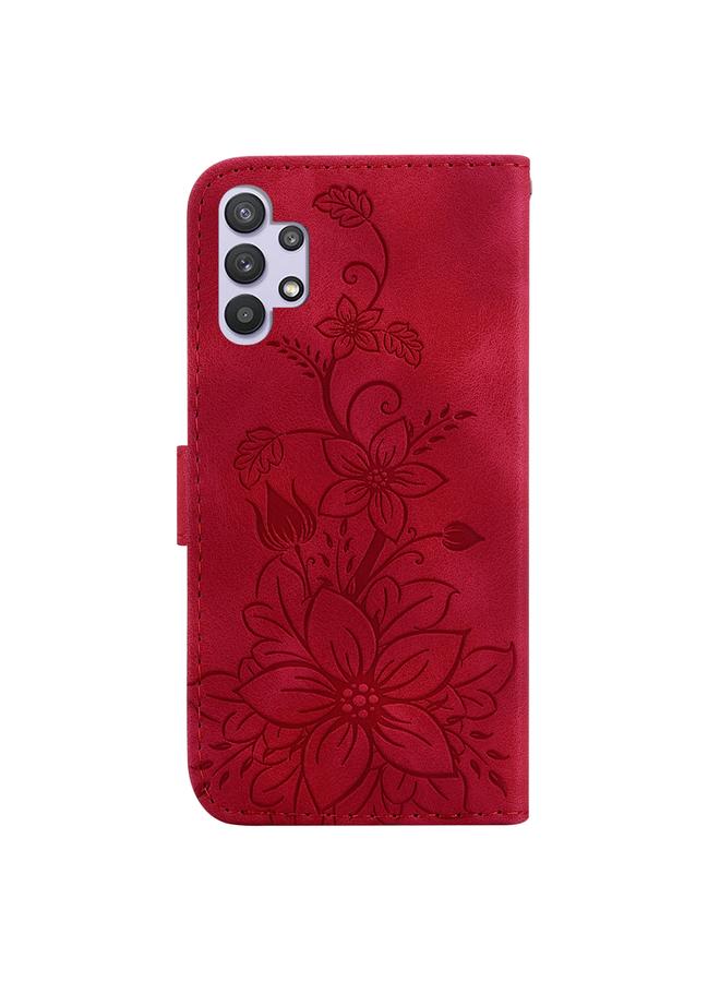 اس-توب جراب لهاتف Samsung Galaxy A32 4G جراب هاتف جلدي منقوش بزهرة الزنبق - Image 3