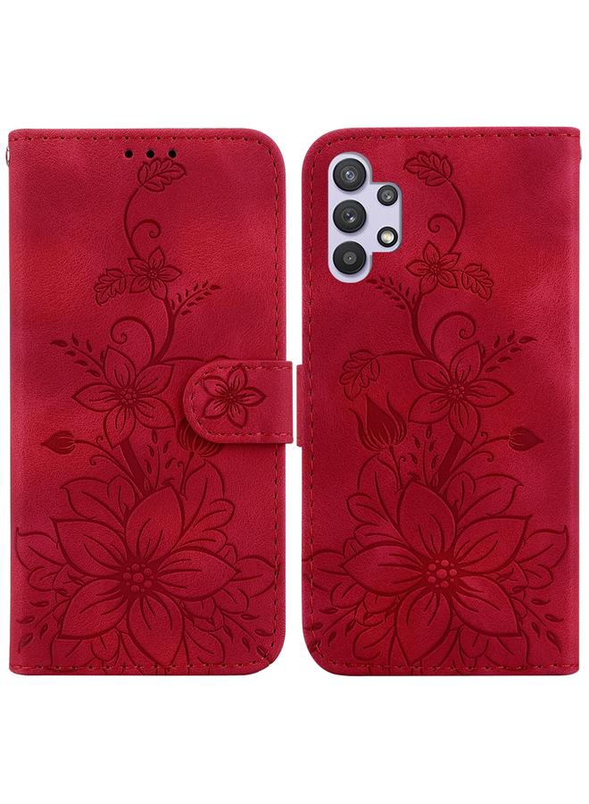 اس-توب جراب لهاتف Samsung Galaxy A32 4G جراب هاتف جلدي منقوش بزهرة الزنبق - Image 1