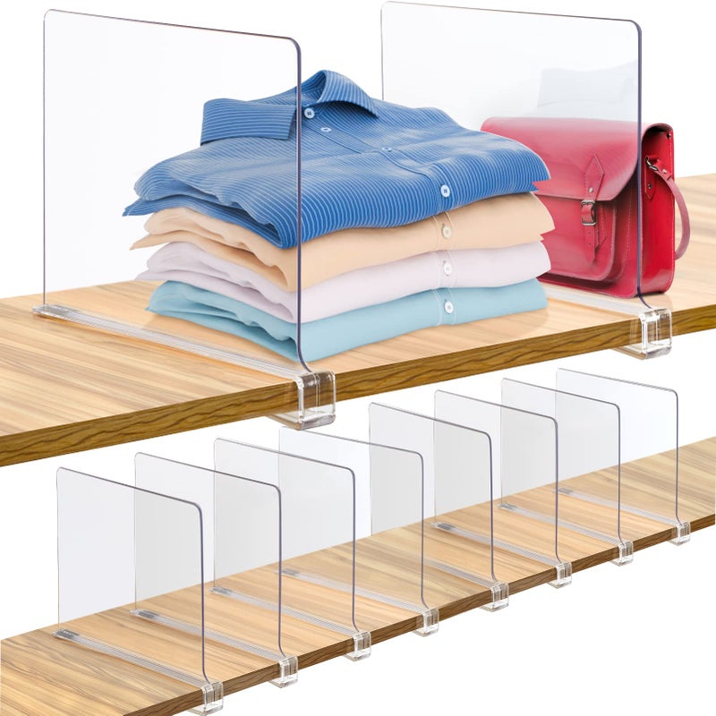 Consevisen Consevisen Shelf Dividers for Closet Organization and Storage 10 Pack Acrylic Clear Closet Shelf Dividers for Wood Shelves Vertical Sweater Handbag Purse Organizer for Bedroom Kitchen Office 
