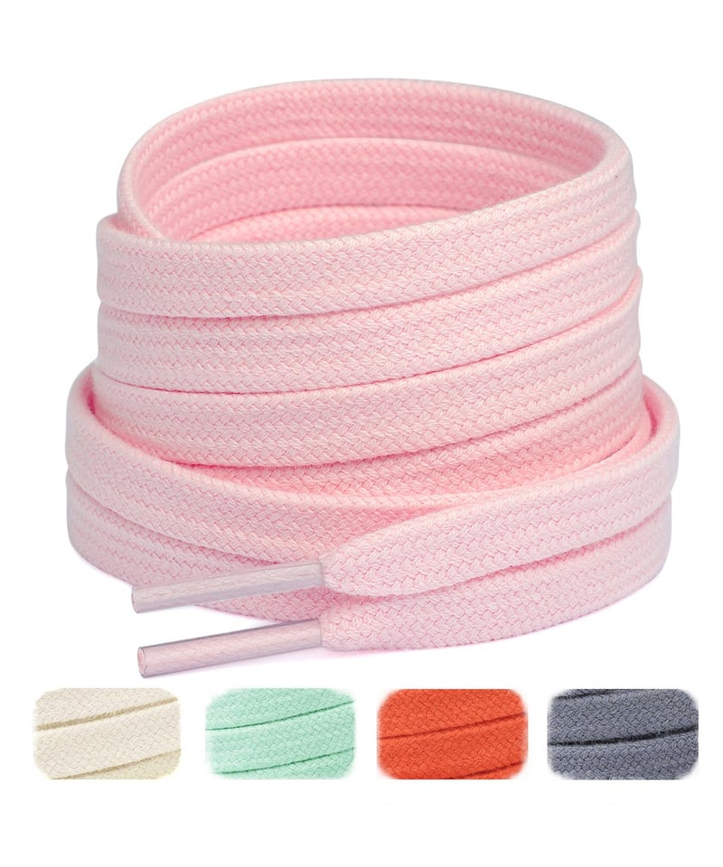 Handshop Wide Flat Athletic Shoelaces 5162 Pair Shoe Laces for Sneakers and Casual Shoes Replacements Light Pink 47 inch 120cm - Image 2