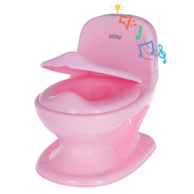 Nuby My Real Potty Training Toilet with Life-Like Flush Button and Sound - 18+ Months - Pink - Image 1