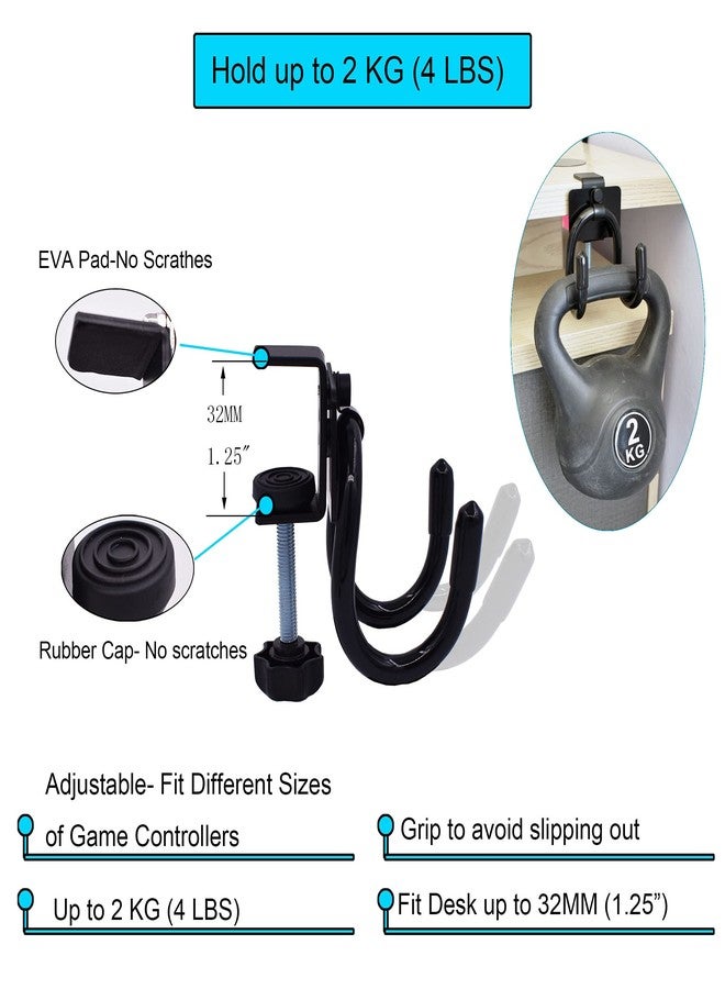 YYST Desk Mount Game Controller Holder Clamp On Hanger Holder Storage Rack Compatible with PS3/PS4/PS5/Xbox 360/Xbox One/S/X/Elite/Series S/Series X Controller, Pro Controller (1) - Image 3