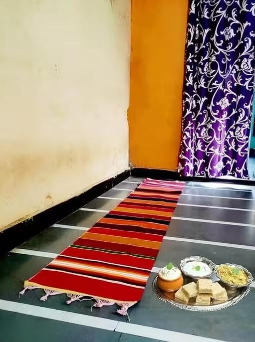 AYUS Pure Cotton Washable Reversible Dari Patti Dinning Patti Striped Carpet Bhojan/Bhoojan Patti School Patti Satranji Floor Mat Durrie Runner Jamkhana mat | 1×10 ft - Image 5