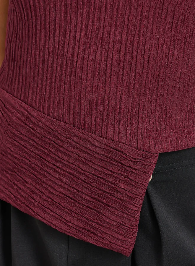 Take Two Textured Asymmetric Hem Sleeveless Top