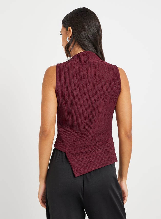 Take Two Textured Asymmetric Hem Sleeveless Top  - Image 5