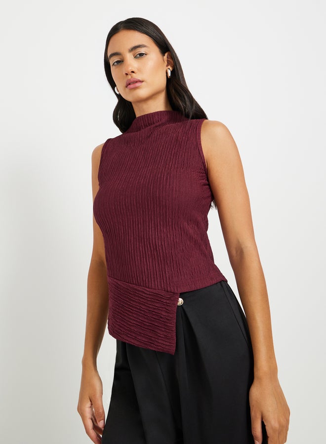 Take Two Textured Asymmetric Hem Sleeveless Top  - Image 3