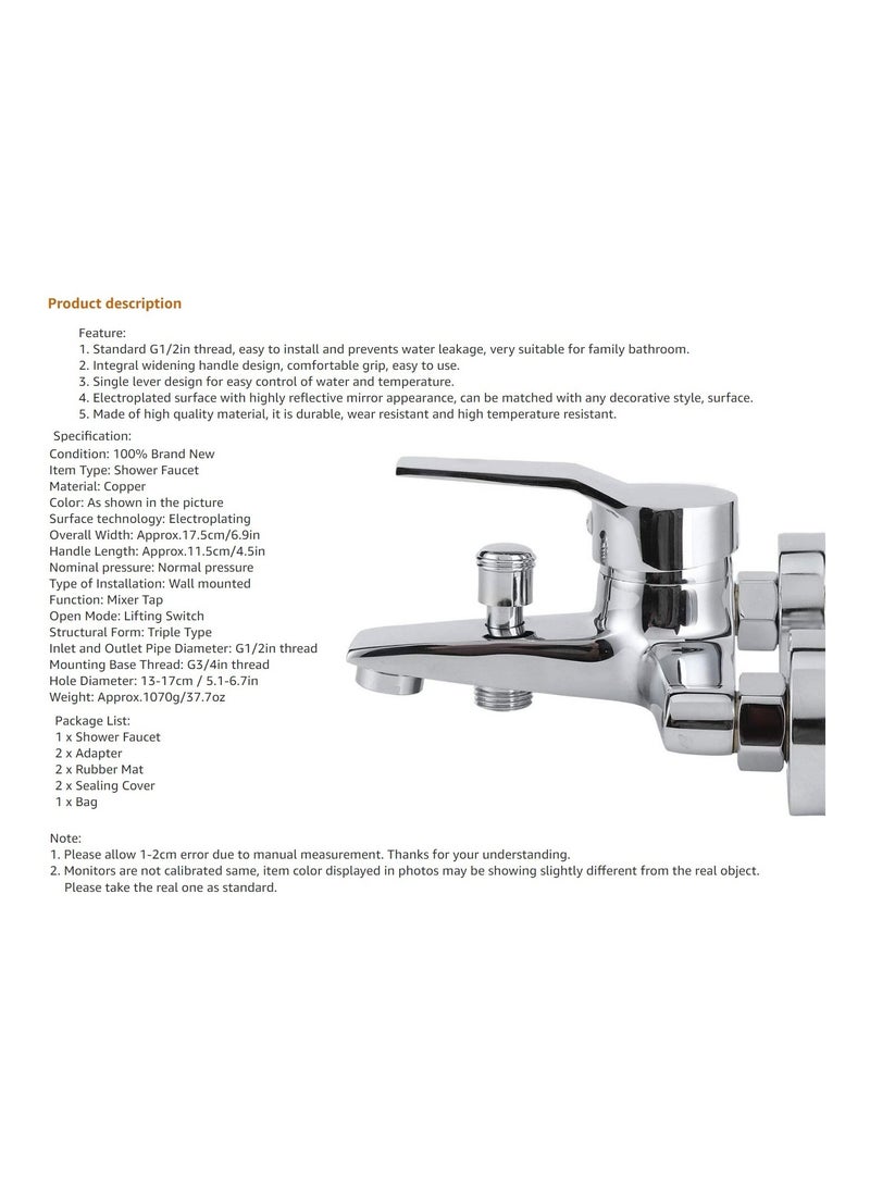 The brass shower mixer is a decorative piece in your bathroom. The mixer is made of copper and is free of impurities + a wall-mounted shower set, 4 pieces, a shower arm, a bowl, a mounting elbow, and a 1.5 meter hose