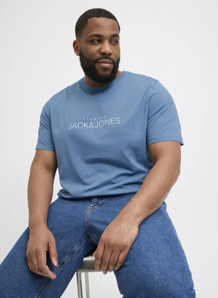 جاك اند جونز Plus Size Logo Crew Neck T-Shirt