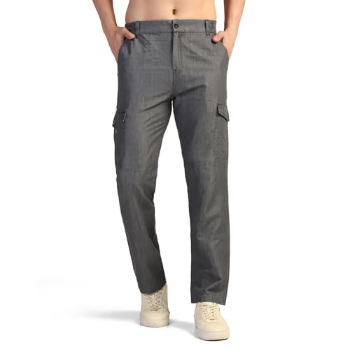 TOPLOT Men's Regular Fit Causal Trouser || Pant for Man || Jeans for Man (Cargo-Jeans-5259-Grey-34) - Image 1