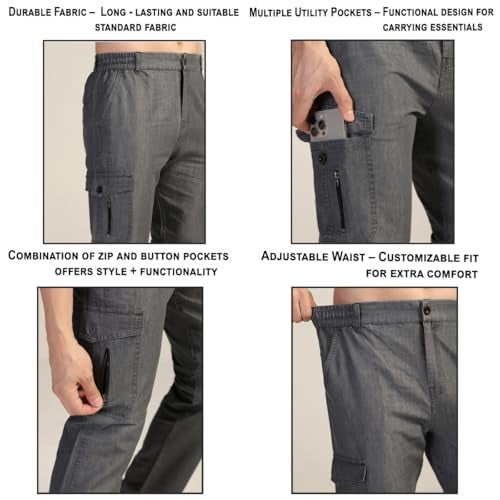TOPLOT Men's Regular Fit Causal Trouser || Pant for Man || Jeans for Man (Cargo-Jeans-5259-Grey-34) - Image 3