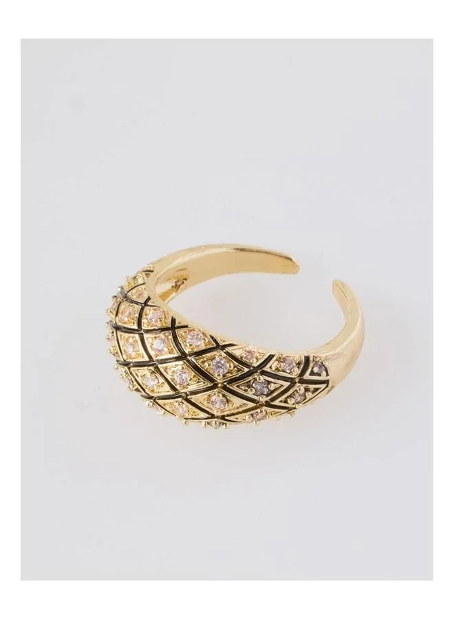 Jimmy Key Gold-Colored Stone Detailed Ring.