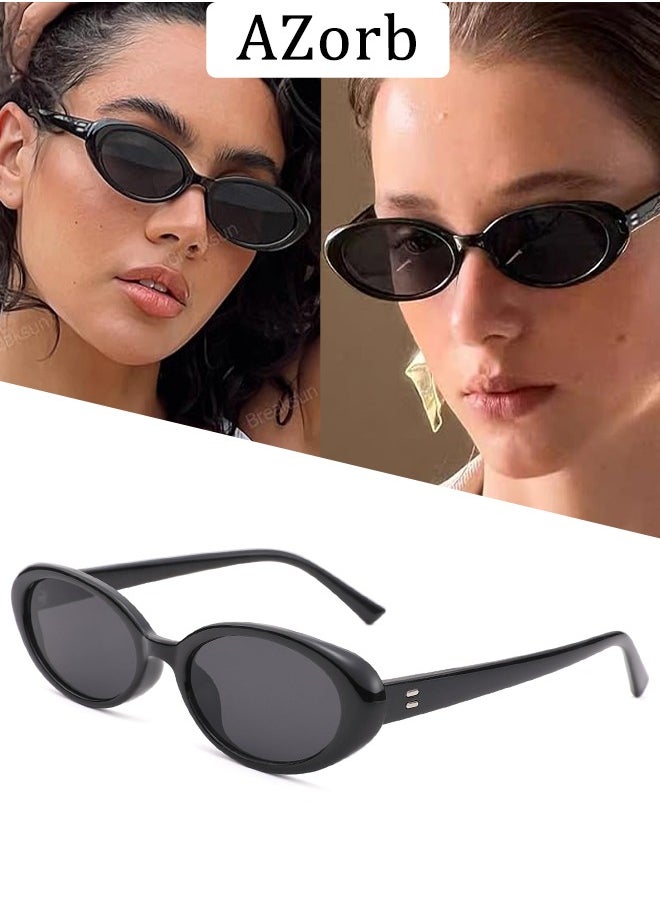AZorb Oval Sunglasses Women Cat Eye Retro Sun Glassess Men Women Fashion Sunglass Small Lens Eyewear Aesthetic Design Ladies Eye Glasses for UV400 Protection Shades  - Image 1